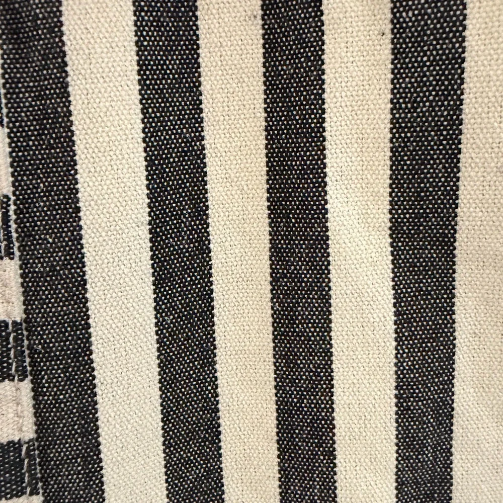 Rae Dunn Black White Striped Canvas Tote Bag, Farmhouse Shoulder Bag